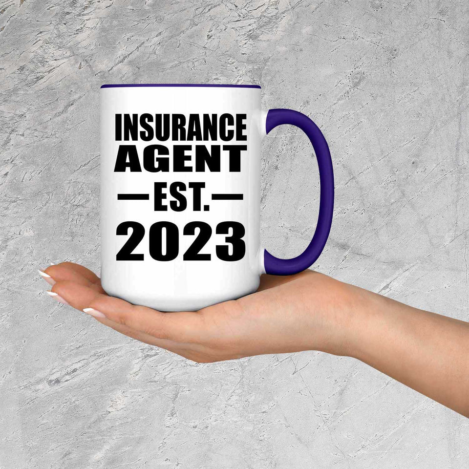 Insurance Agent Established EST. 2023 - 15oz Accent Mug Purple