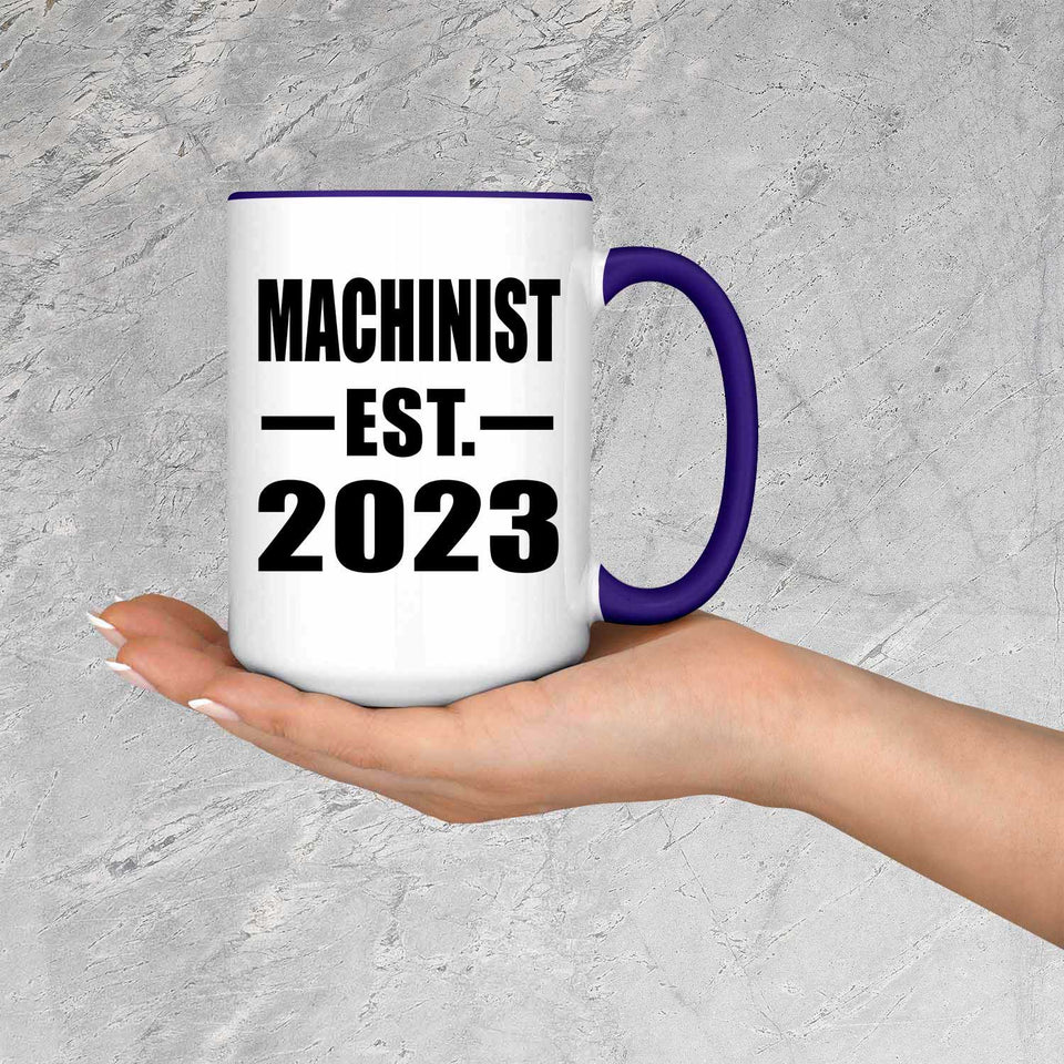 Machinist Established EST. 2023 - 15oz Accent Mug Purple