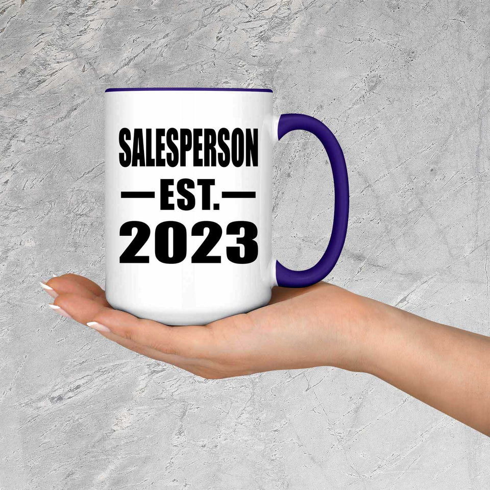 Salesperson Established EST. 2023 - 15oz Accent Mug Purple