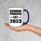 School Principal Established EST. 2023 - 15oz Accent Mug Purple