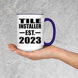 Tile Installer Established EST. 2023 - 15oz Accent Mug Purple