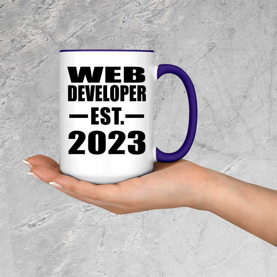 Web Developer Established EST. 2023 - 15oz Accent Mug Purple