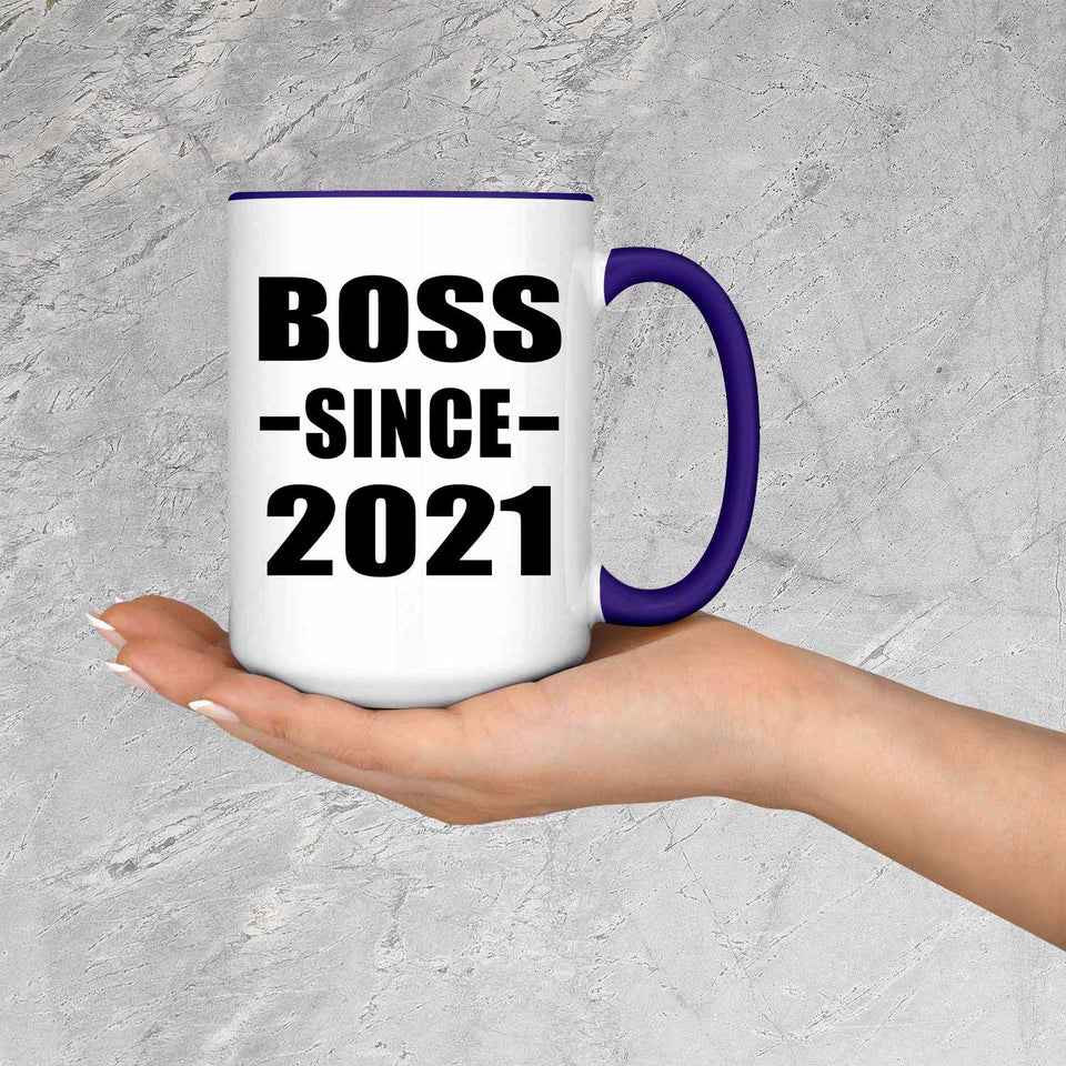 Boss Since 2021 - 15oz Accent Mug Purple
