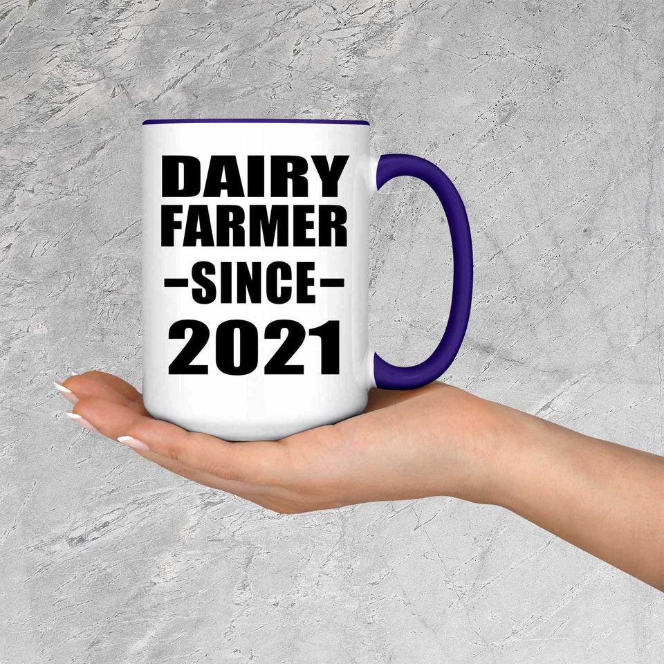 Dairy Farmer Since 2021 - 15oz Accent Mug Purple