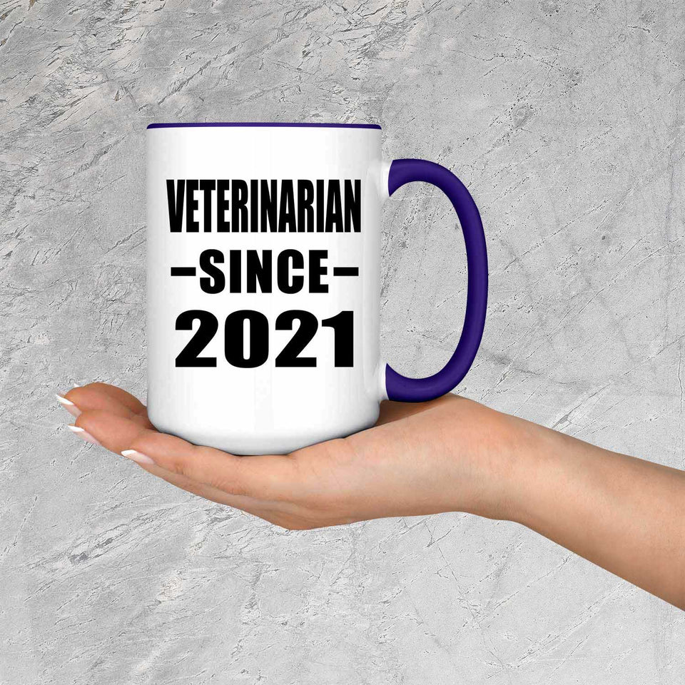 Veterinarian Since 2021 - 15oz Accent Mug Purple
