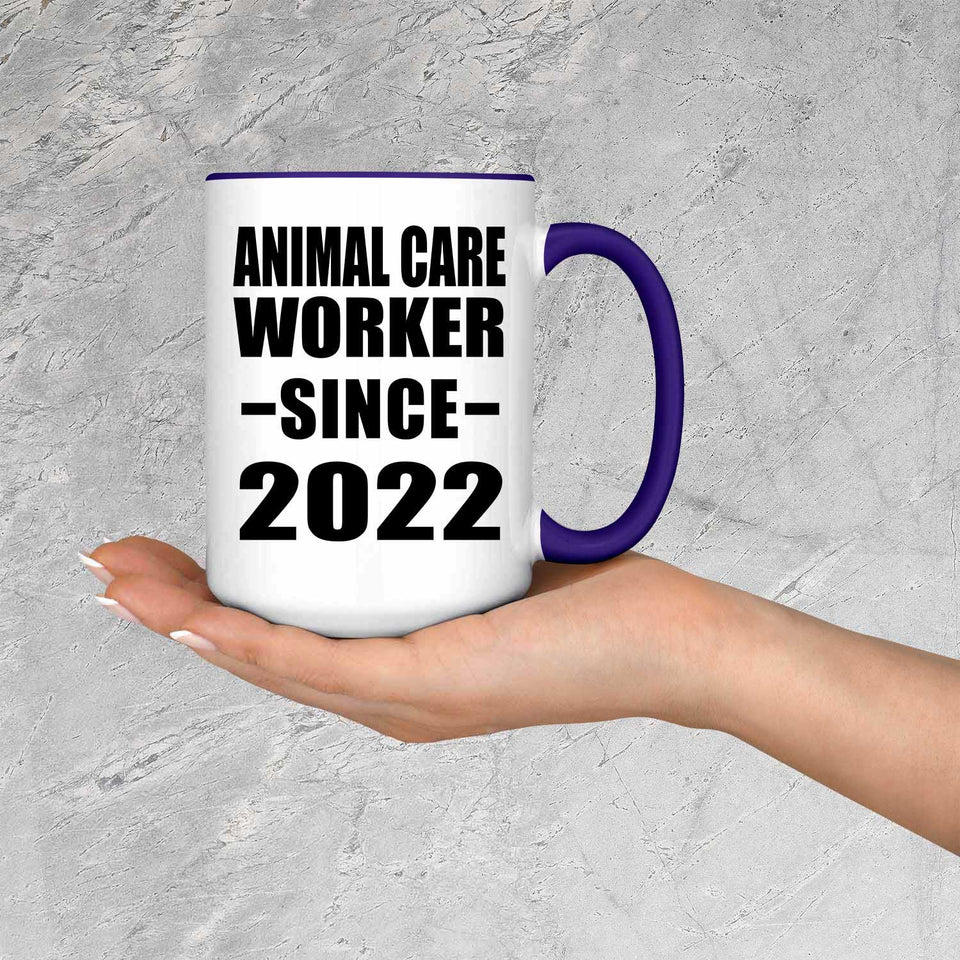 Animal Care Worker Since 2022 - 15oz Accent Mug Purple