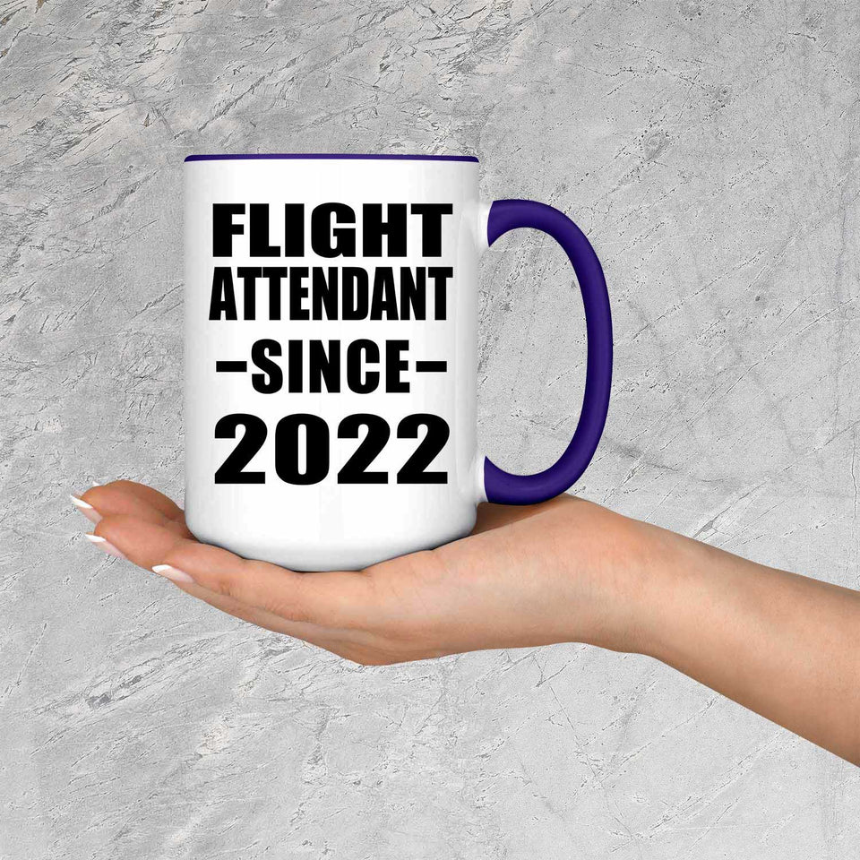 Flight Attendant Since 2022 - 15oz Accent Mug Purple