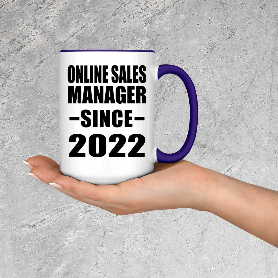 Online Sales Manager Since 2022 - 15oz Accent Mug Purple