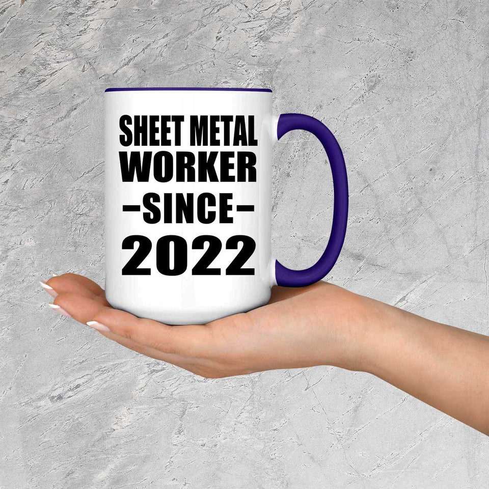 Sheet Metal Worker Since 2022 - 15oz Accent Mug Purple