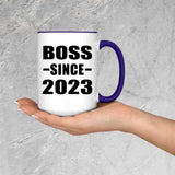 Boss Since 2023 - 15oz Accent Mug Purple