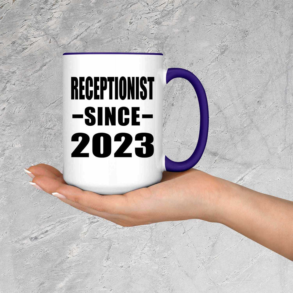 Receptionist Since 2023 - 15oz Accent Mug Purple