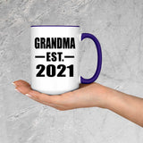 Grandma Established EST. 2021 - 15oz Accent Mug Purple