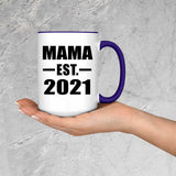Mama Established EST. 2021 - 15oz Accent Mug Purple