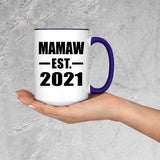Mamaw Established EST. 2021 - 15oz Accent Mug Purple
