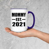 Mommy Established EST. 2021 - 15oz Accent Mug Purple