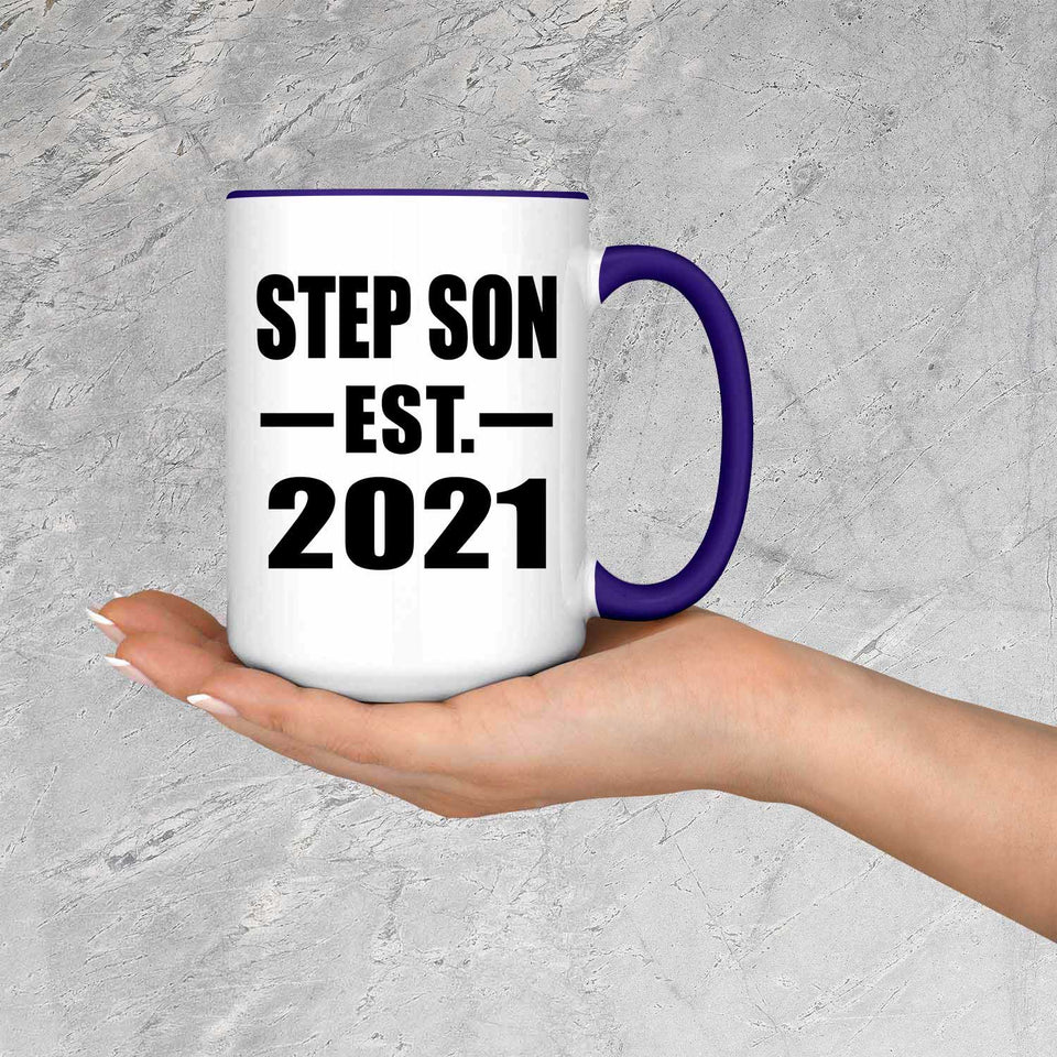 Step Son Established EST. 2021 - 15oz Accent Mug Purple