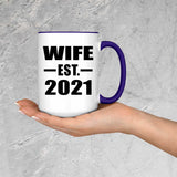 Wife Established EST. 2021 - 15oz Accent Mug Purple