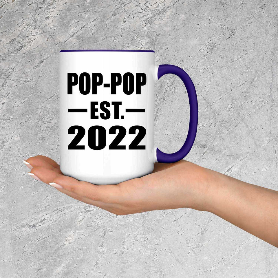 Pop-Pop Established EST. 2022 - 15oz Accent Mug Purple