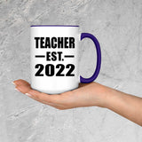 Teacher Established EST. 2022 - 15oz Accent Mug Purple