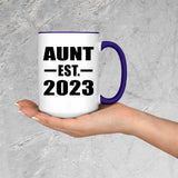 Aunt Established EST. 2023 - 15oz Accent Mug Purple