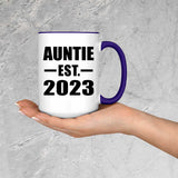 Auntie Established EST. 2023 - 15oz Accent Mug Purple