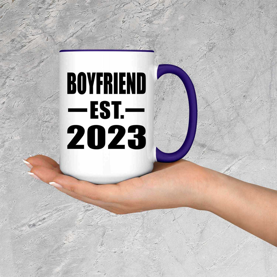 Boyfriend Established EST. 2023 - 15oz Accent Mug Purple