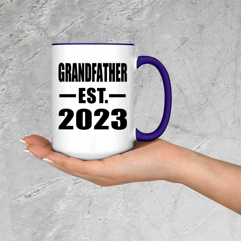 Grandfather Established EST. 2023 - 15oz Accent Mug Purple