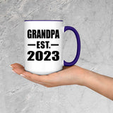 Grandpa Established EST. 2023 - 15oz Accent Mug Purple
