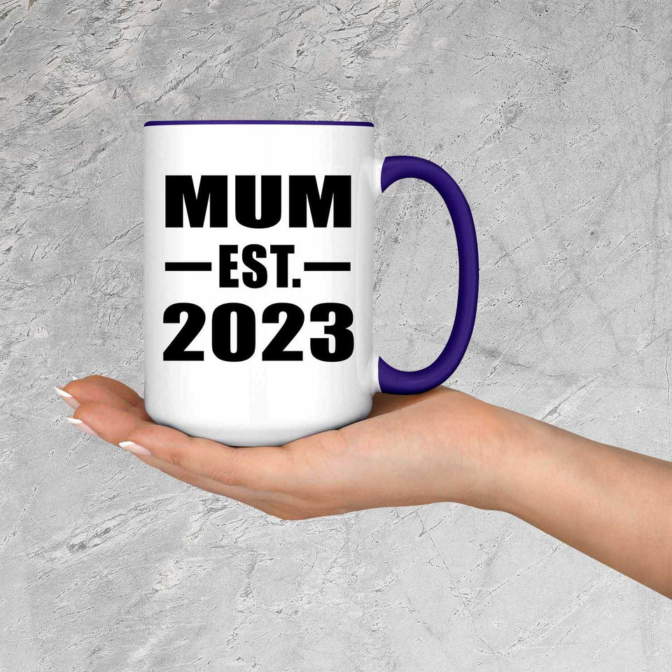 Mum Established EST. 2023 - 15oz Accent Mug Purple