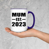 Mum Established EST. 2023 - 15oz Accent Mug Purple