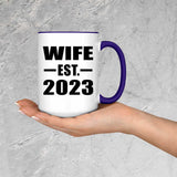 Wife Established EST. 2023 - 15oz Accent Mug Purple