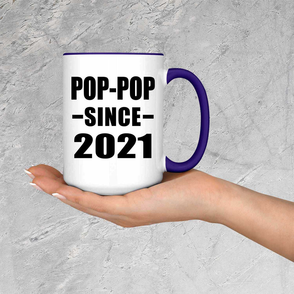 Pop-Pop Since 2021 - 15oz Accent Mug Purple