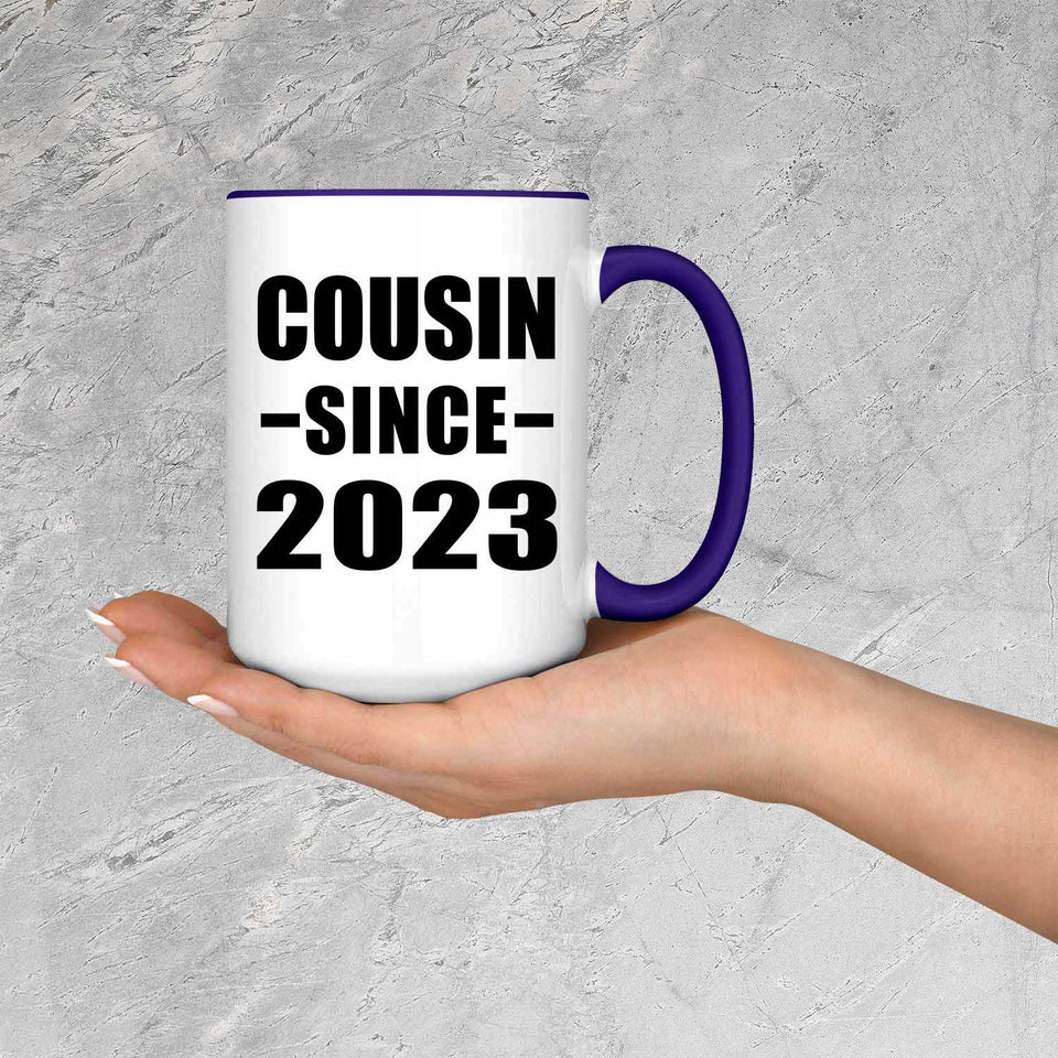 Cousin Since 2023 - 15oz Accent Mug Purple