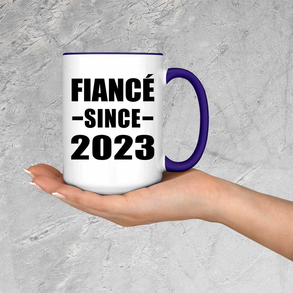 Fiance Since 2023 - 15oz Accent Mug Purple