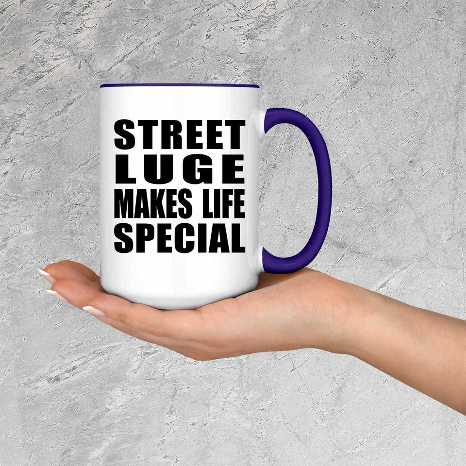 Street Luge Makes Life Special - 15oz Accent Mug Purple
