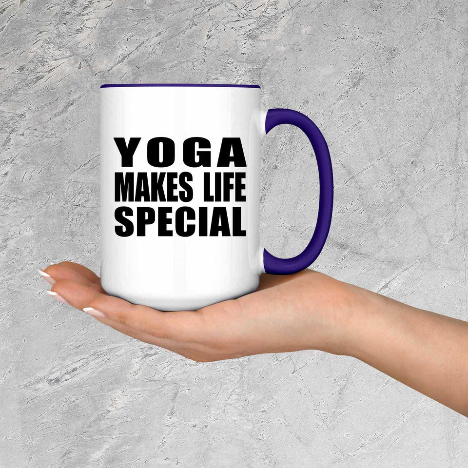 Yoga Makes Life Special - 15oz Accent Mug Purple