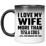 I Love My Wife More Than Tesla Coils - 11 Oz Color Changing Mug