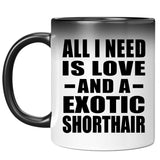 All I Need Is Love And A Exotic Shorthair - 11 Oz Color Changing Mug