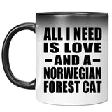 All I Need Is Love And A Norwegian Forest Cat - 11 Oz Color Changing Mug