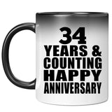 Happy 34th Anniversary 34 Years & Counting - 11 Oz Color Changing Mug
