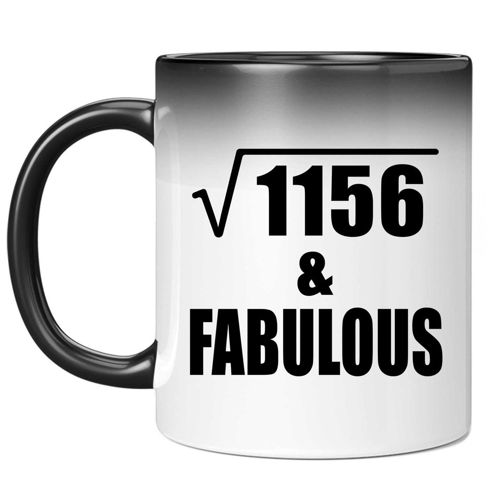 34th Birthday Square Root of 1156 & Fabulous - 11oz Color Changing Mug