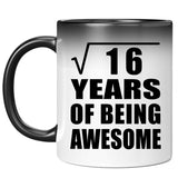 4th Birthday Square Root of 16 Years of Being Awesome - 11oz Color Changing Mug