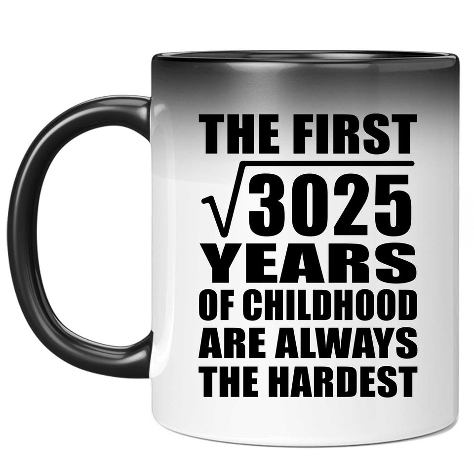 55th Birthday Square Root of 3025 Years of Childhood - 11oz Color Changing Mug
