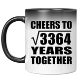 58th Anniversary Cheers To Square Root of 3364 Years Together - 11oz Color Changing Mug