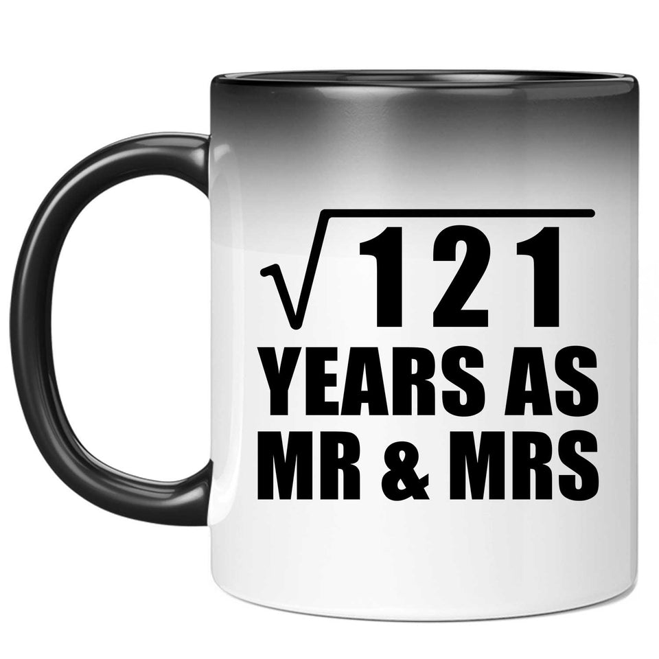 11th Anniversary Square Root of 121 Years As Mr & Mrs - 11oz Color Changing Mug