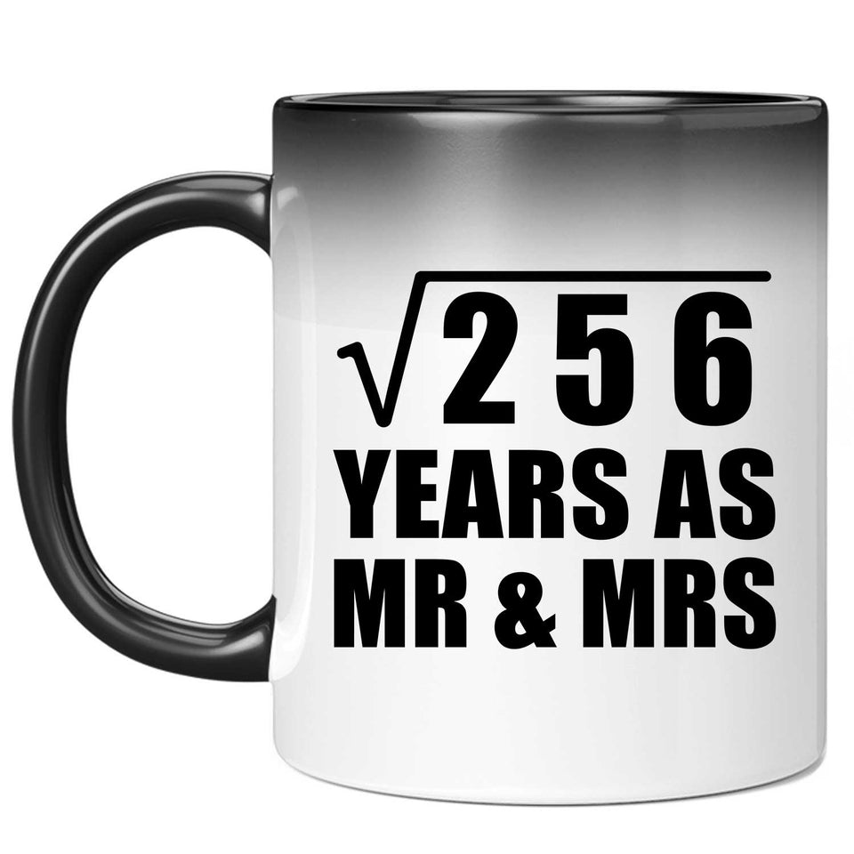 16th Anniversary Square Root of 256 Years As Mr & Mrs - 11oz Color Changing Mug