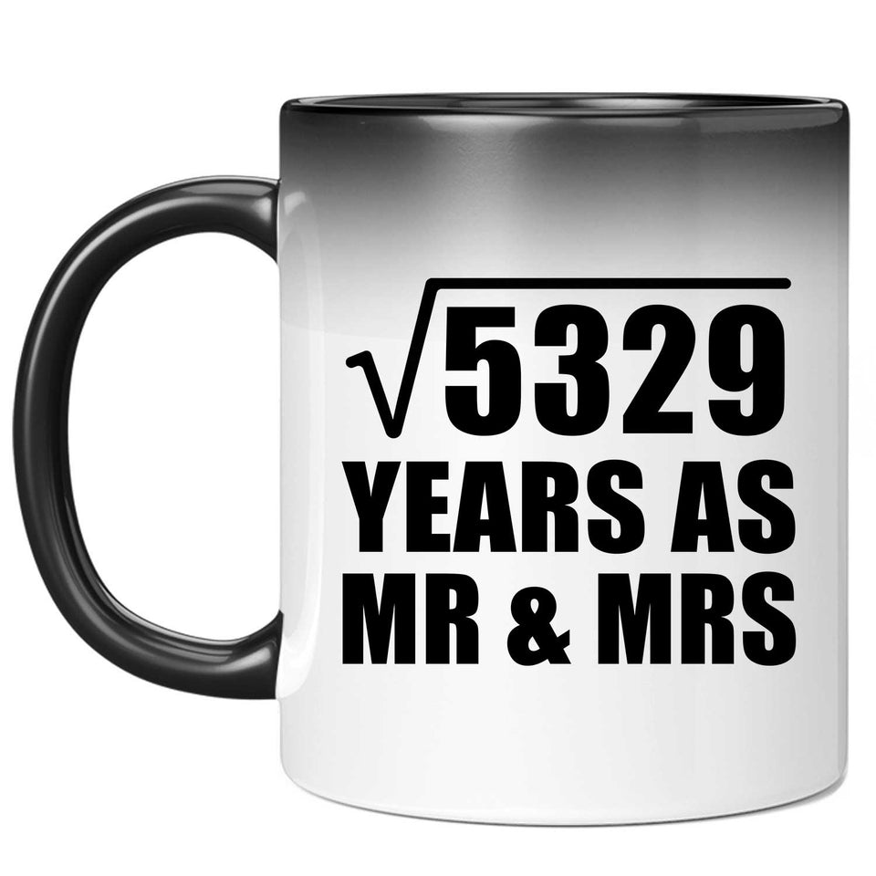 73rd Anniversary Square Root of 5329 Years As Mr & Mrs - 11oz Color Changing Mug
