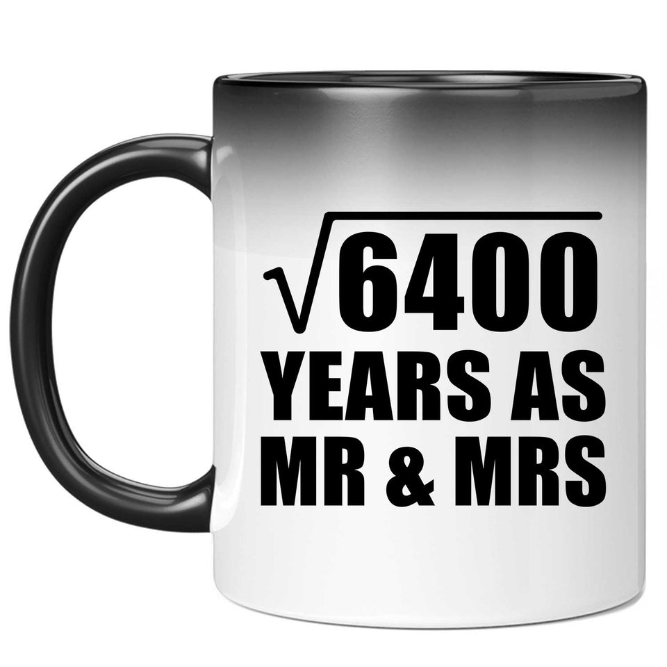 80th Anniversary Square Root of 6400 Years As Mr & Mrs - 11oz Color Changing Mug