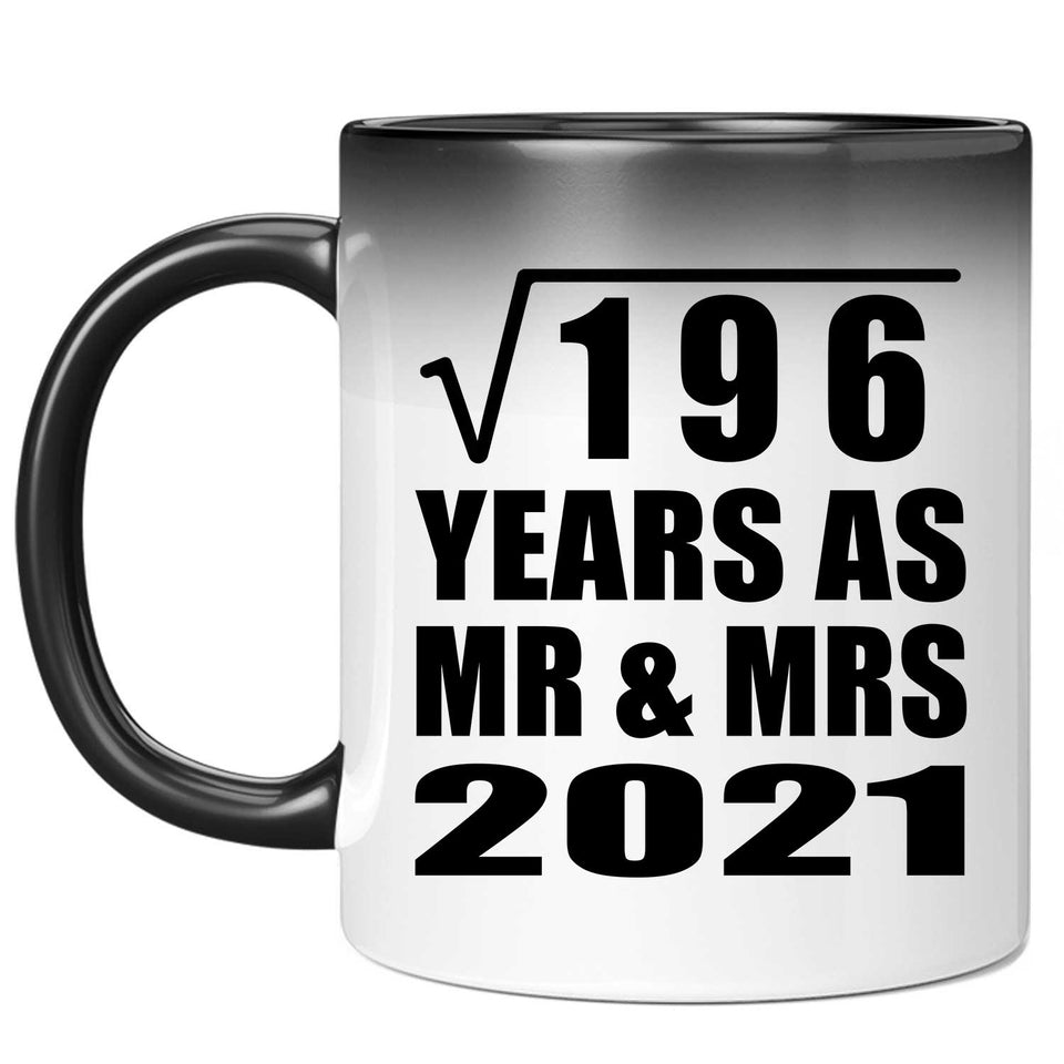 14th Anniversary Square Root of 196 Years As Mr & Mrs 2021 - 11oz Color Changing Mug