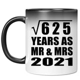 25th Anniversary Square Root of 625 Years As Mr & Mrs 2021 - 11oz Color Changing Mug